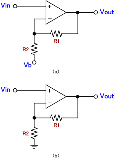 非反転増幅回路の回路図